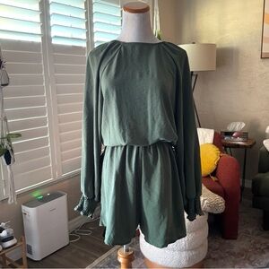 Green Long Sleeve Romper